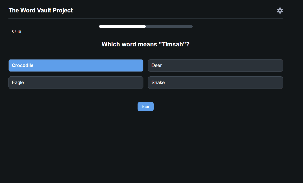 VocabVaultV2 quiz page preview